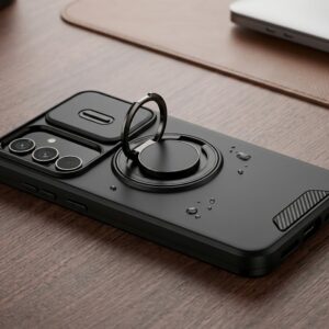 Shockproof Armor Case with Sliding Camera Cover and 360° Rotatable Ring Stand For Samsung A16, A35& A55